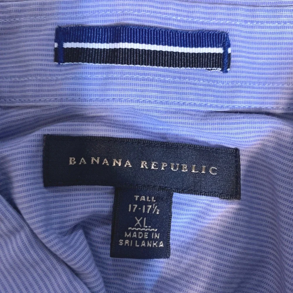 Banana Republic Button Down Shirt XL Tall Micro-Stripe Preppy Classic Casual